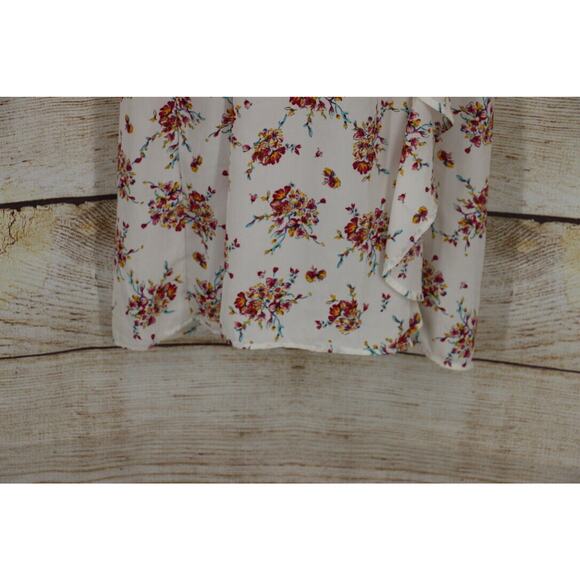 Very J Womens Size Medium Large Floral Midi Cap Sleeve Dress White Pink - Picture 5 of 6